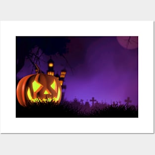 halloween scary evil pumpkin funny pumpkin head Posters and Art